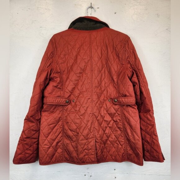 LL Bean Quilted Jacket Womens Size Large Orange‎ Farm Chore Barn - Picture 2 of 4